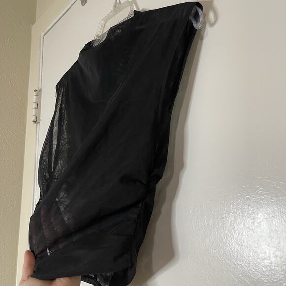 REFORMATION Lindy sheer mesh high neck sleeveless cinched black top size Small - Picture 2 of 5